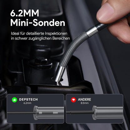 DEPSTECH Endoscoopcamera met licht, 210 graden draaibare inspectiecamera, 1,5 m, waterdichte slangencamera