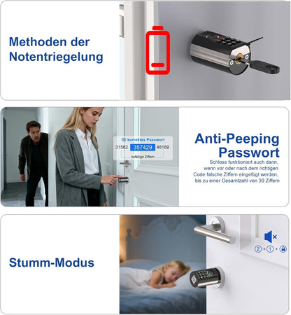 WELOCK T71 Deurslot, vingerafdruk, elektronisch deurslot, code, met RFID-kaart, app, wifi, vingerafdrukslot, huisdeur, IP65, slim deurslot, sluitcilinder voor deuren van 50-100 mm, Smart Lock