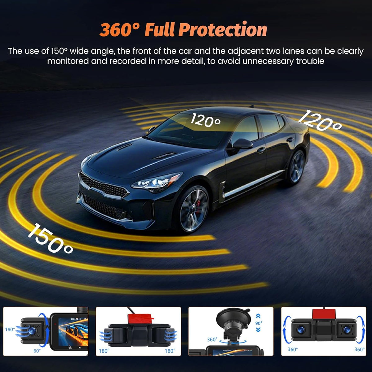 Dashcam Auto Voor Achter – Autocamera – Dashboardcamera – Rijcamera – Car Camera – 4K+1080P Opname – Nachtzicht & Parkeermonitor