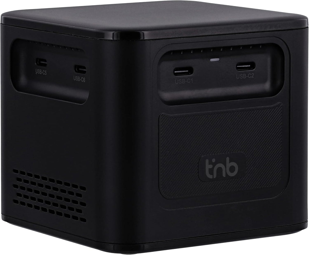 T'nB - Oplaadstation met 8 oplaadpoorten, PD 3.1-technologie, 380W, 6 USB-C-poorten en 2 USB-A-poorten, compact formaat - zwart