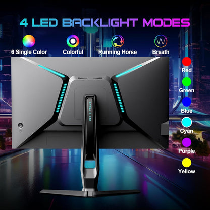 Minifire 27 gaming pc-monitor, 260 Hz, Fast IPS gaming-monitor, QHD 2K 2560 x 1440p, 1 ms, wit display, Freesync, 130% sRGB, HDR10, zwak blauw licht, VESA 100 x 100, 2 x DP1.4/2×HDMI 2.0 - zwart