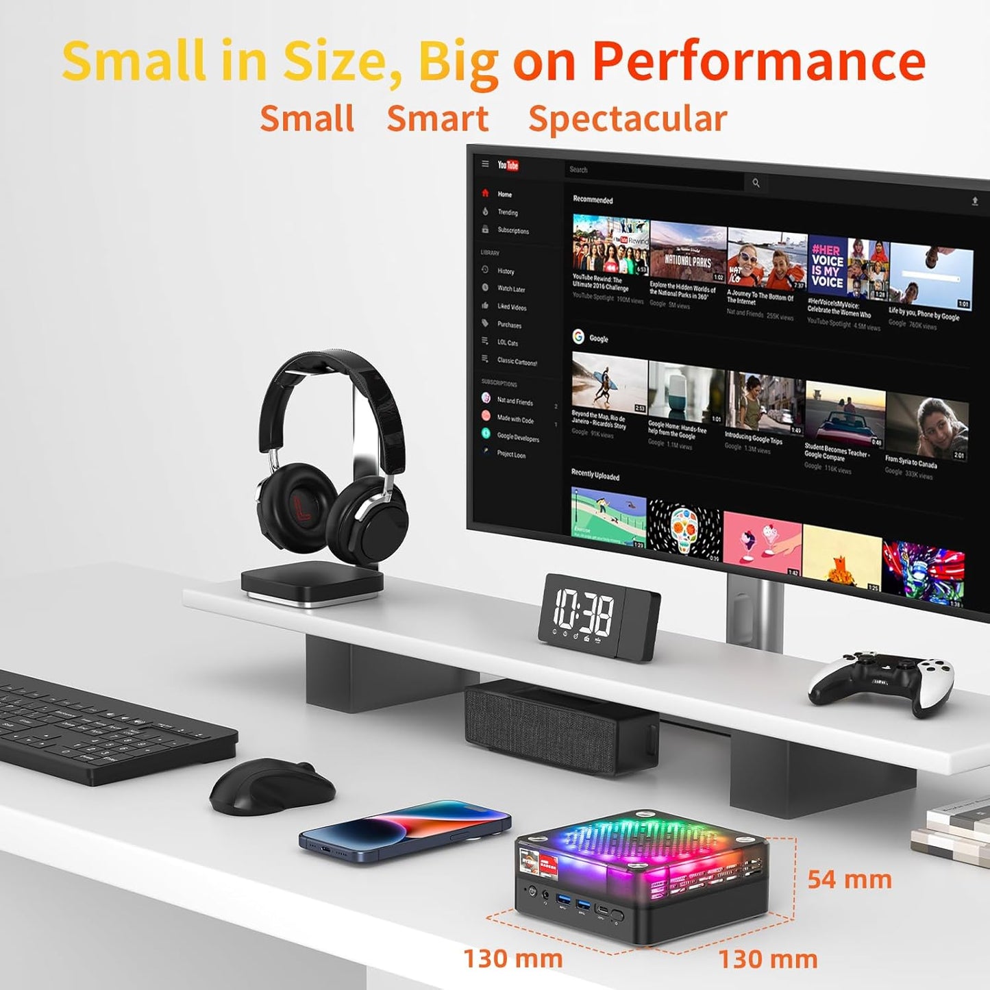 AWOW Mini Gaming PC with AMD Ryzen 7 7840HS (8 Cores, Up to 5.1GHz), 32GB DDR5, 1TB PCIe 4.0 SSD, Radeon 780M Graphics, 4K Triple Display, Silent Operation, WiFi 6, BT 5.2, Dual 2.5G LAN - QUORE