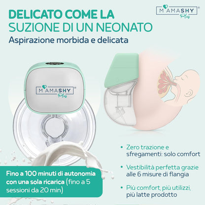 MAMASHY Plus – 2 draagbare elektrische borstkolven met 6 maten, 4 modi, 12 standen, USB‑C, 5 adapters, BPA-vrij, borstvoeding voor pasgeborenen, draagbaar, inclusief accessoires