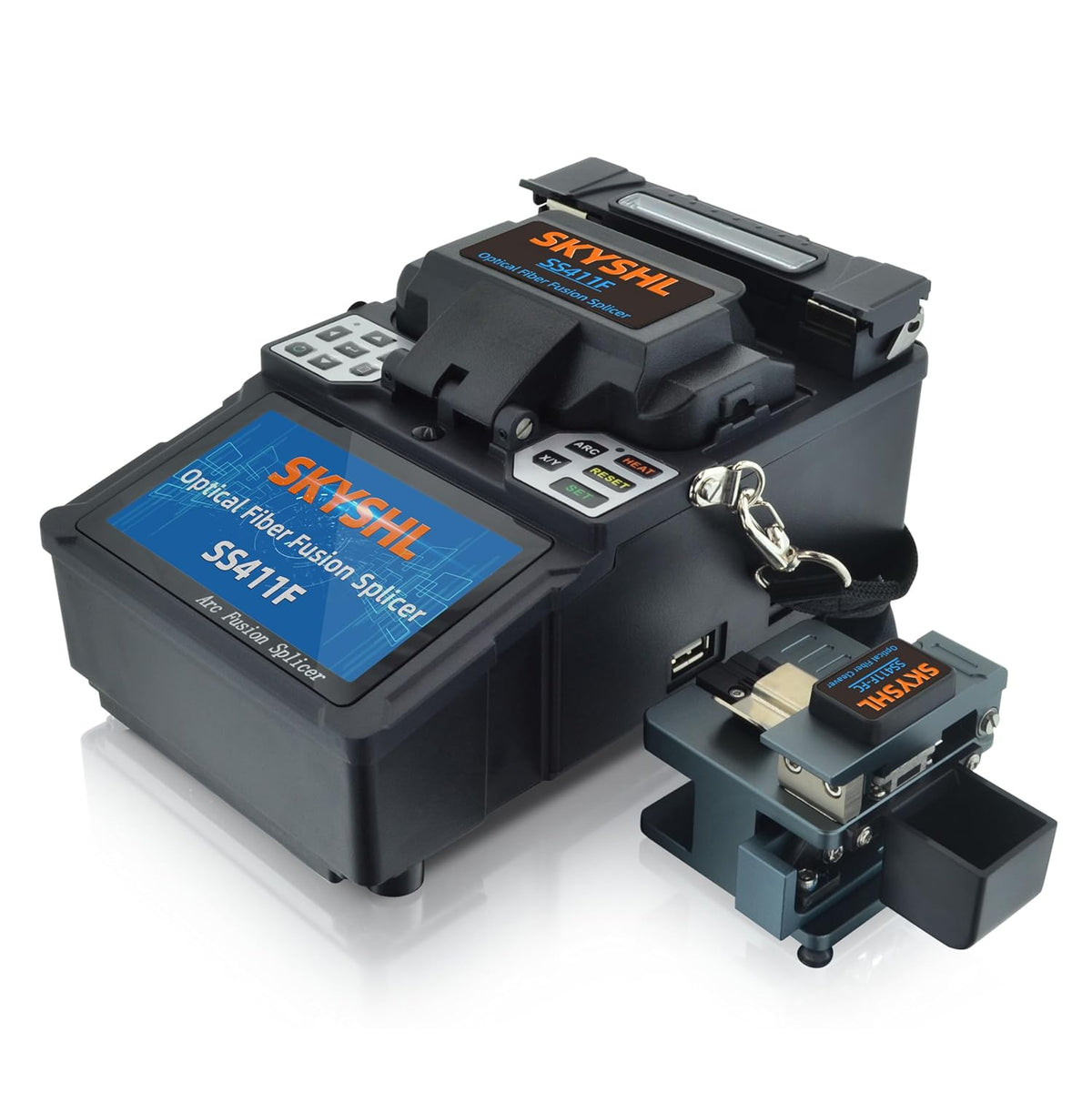 Kernuitlijning Optische Vezellassmachine ARC Glasvezel Lasmachine Mini Glasvezel Lasapparaat Automatische Vezelfusielasmachine 4,3inch Touchscreen Fusion Splicer-SS411F-211