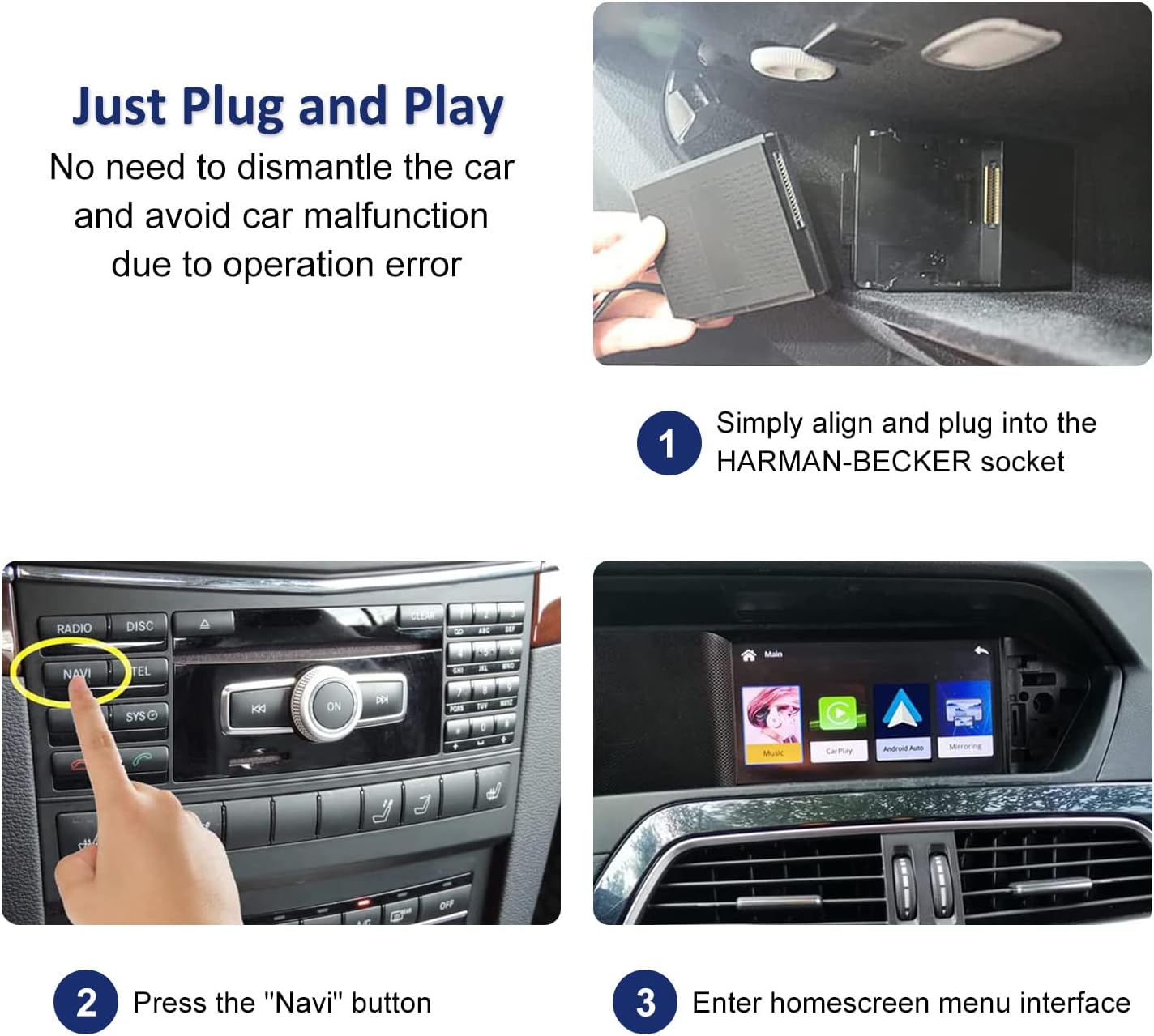 Carplay Adapter Mercedes – Draadloze Adapter – Android Auto Interface – Multimedia Adapter – Smart Connect – Plug & Play Installatie – Bluetooth & Camera Ondersteuning