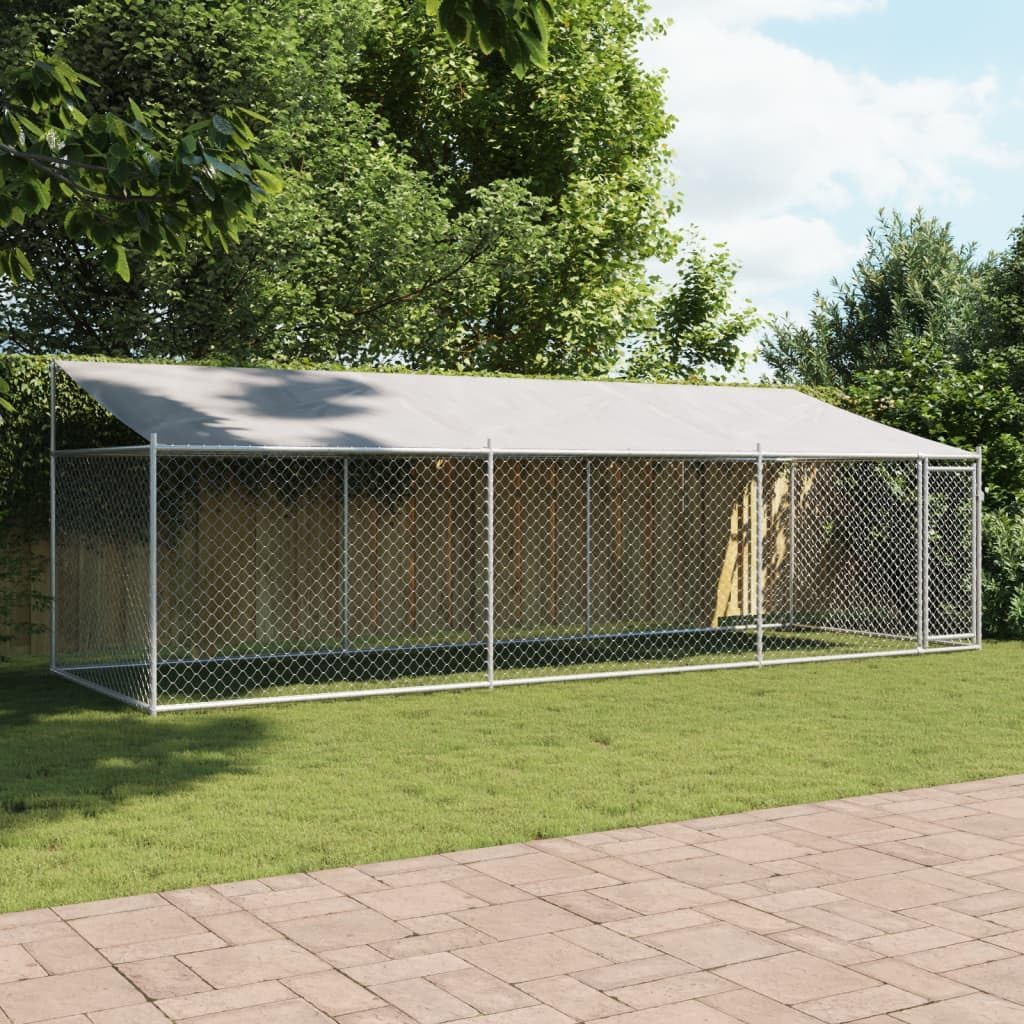 Buitenren voor Kleine Dieren – Kippenren – Konijnenhok – Dierenkooi – Buitenhok – Gegalvaniseerd Staal – Waterafstotend Dak en Afsluitbare Deur 6x2x2m
