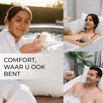 Badkussen Wit – Nekkussen Bad – Hoofdsteun Bad – Spa Kussen – Badkussen Voor In Bad – Ergonomische Ondersteuning – Snel Drogend Materiaal