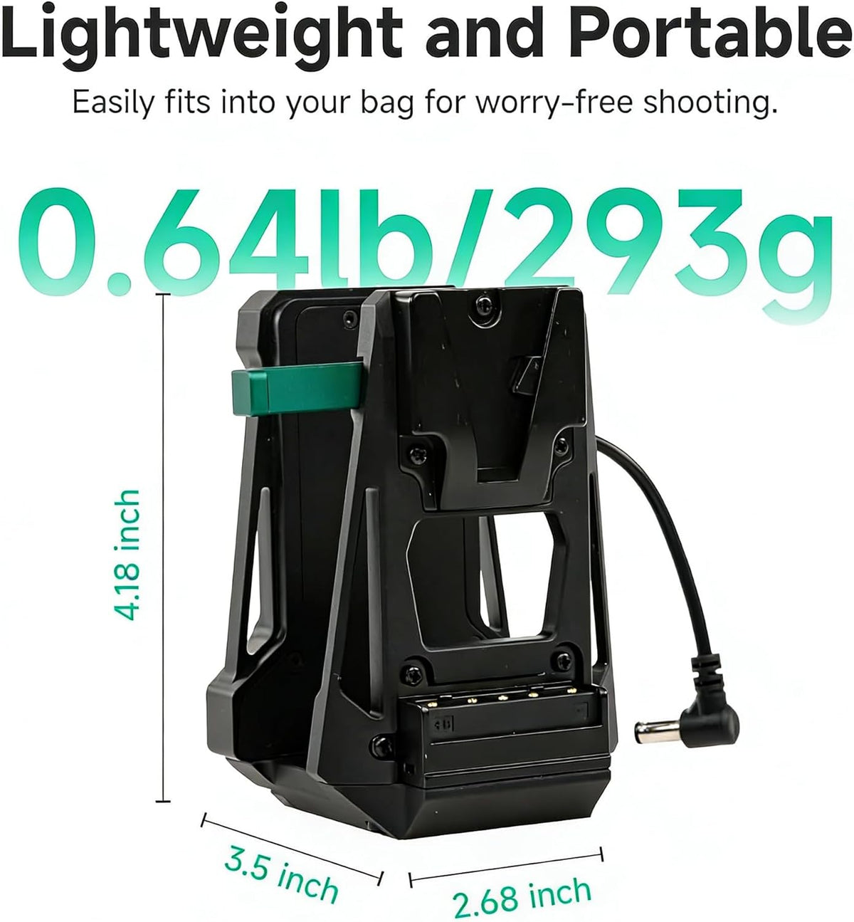 Accsoon V-Lock Accu-adapter, V-Mount batterijplaat met DC-voeding voor V-Mount batterij, compatibel met CineView Master 4K, CineView 2 SDI-zender, voor DSLR, camera
