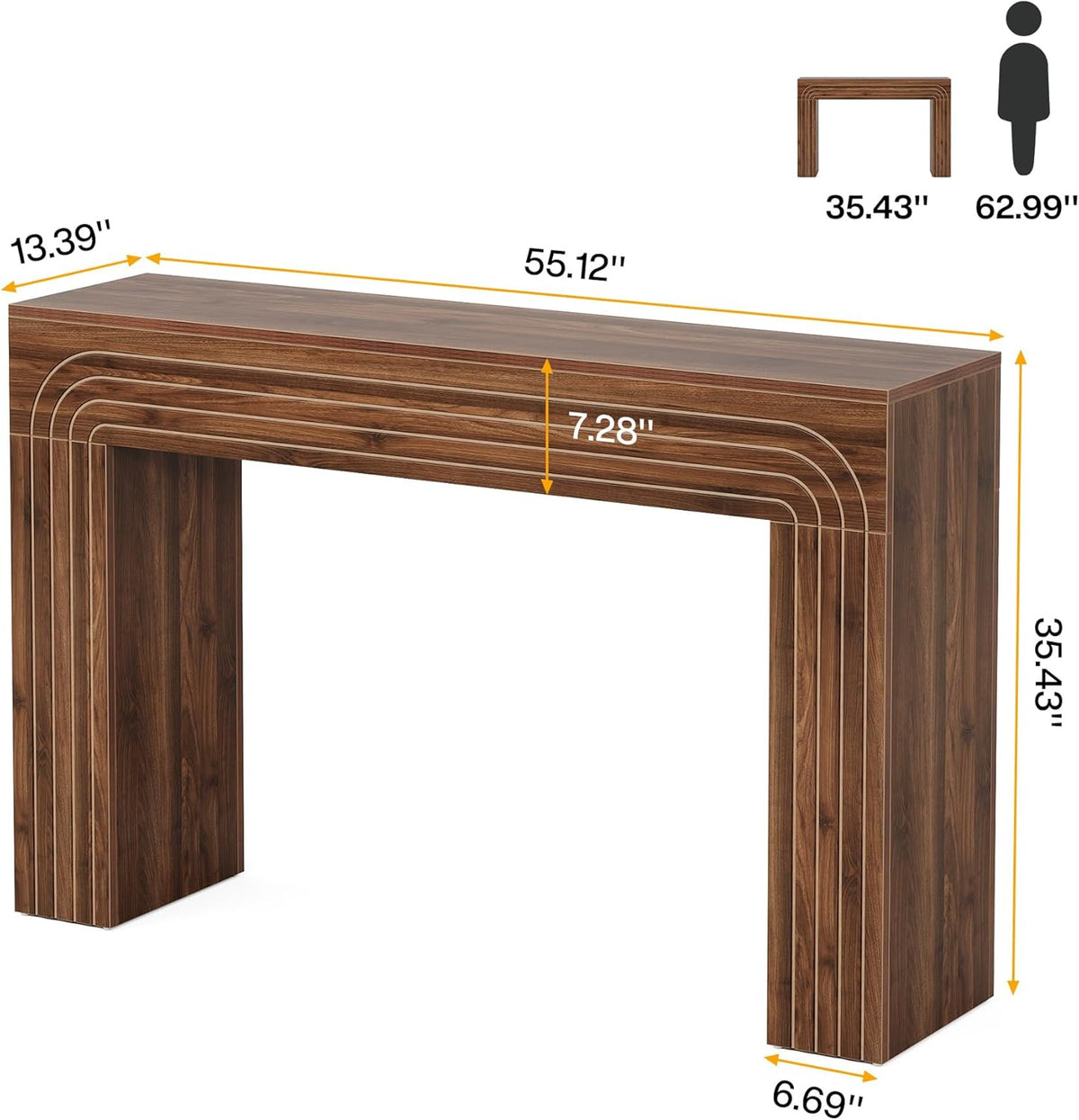 Tribesigns Console Table 140 x 34 x 90 cm | Coffee Table | Hallway Table for Small Spaces | Console Narrow Long in the Entrance | Hallway Living Room | Vintage Brown