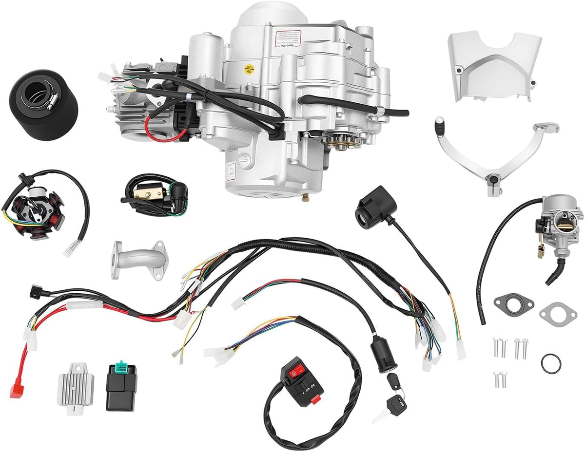 125cc 4 hub starter motor air cooled engine kit semi-car electric start 3+1 reversible suitable for Go Kart ATV Quad Buggy Dirt Bike - QUORE