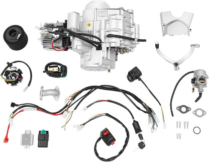 125cc 4 hub starter motor air cooled engine kit semi-car electric start 3+1 reversible suitable for Go Kart ATV Quad Buggy Dirt Bike - QUORE
