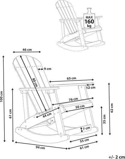 Schommelstoel – Rocking Chair – Schommelstoel Tuin – Relaxstoel – Tuinstoel – Traditioneel Design – Kunsthout & RVS Frame – Weerbestendig Rood