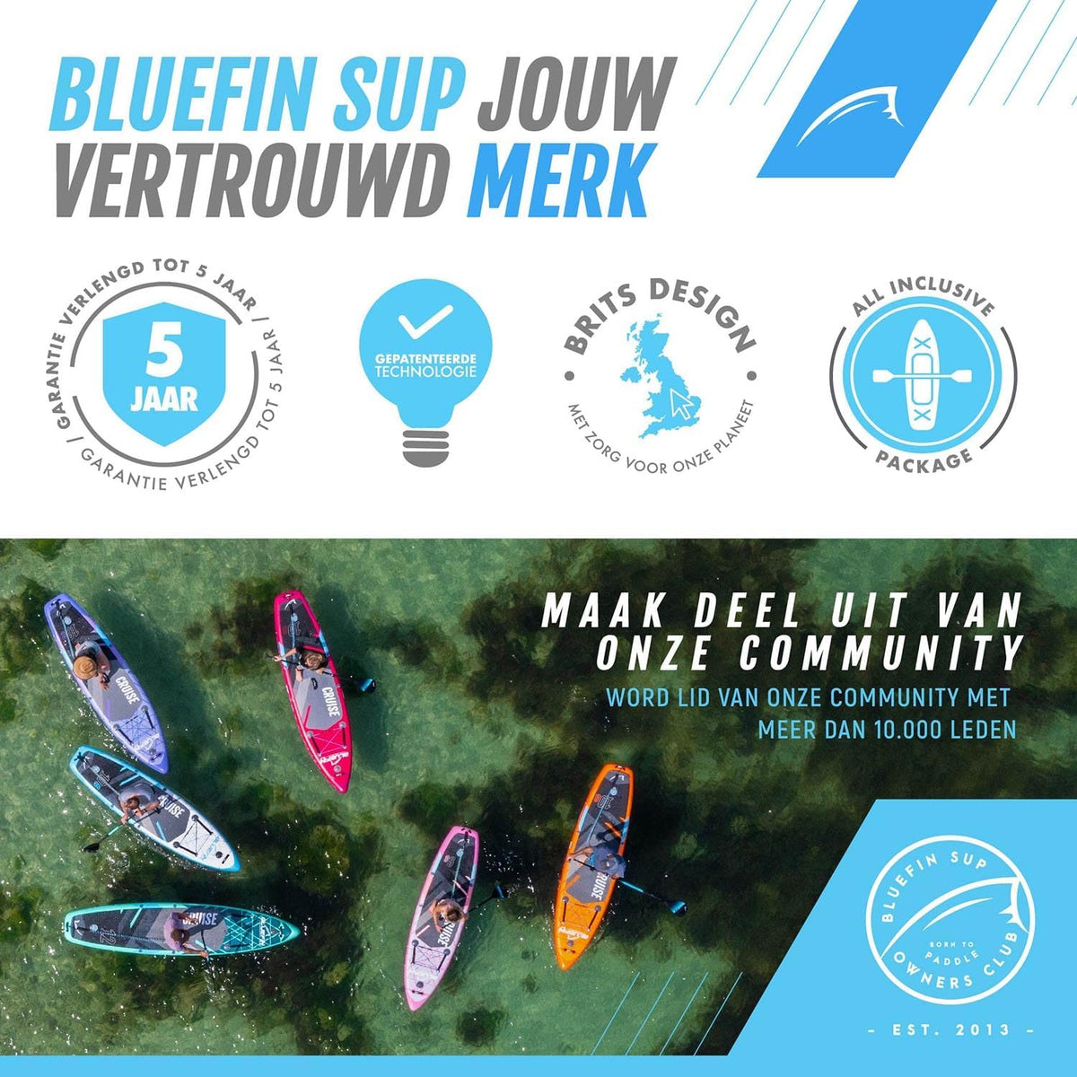 Bluefin SUP Cruise 10'8 Opblaasbaar Paddleboard voor volwassenen Makkelijk en Veilig Mee Te Nemen