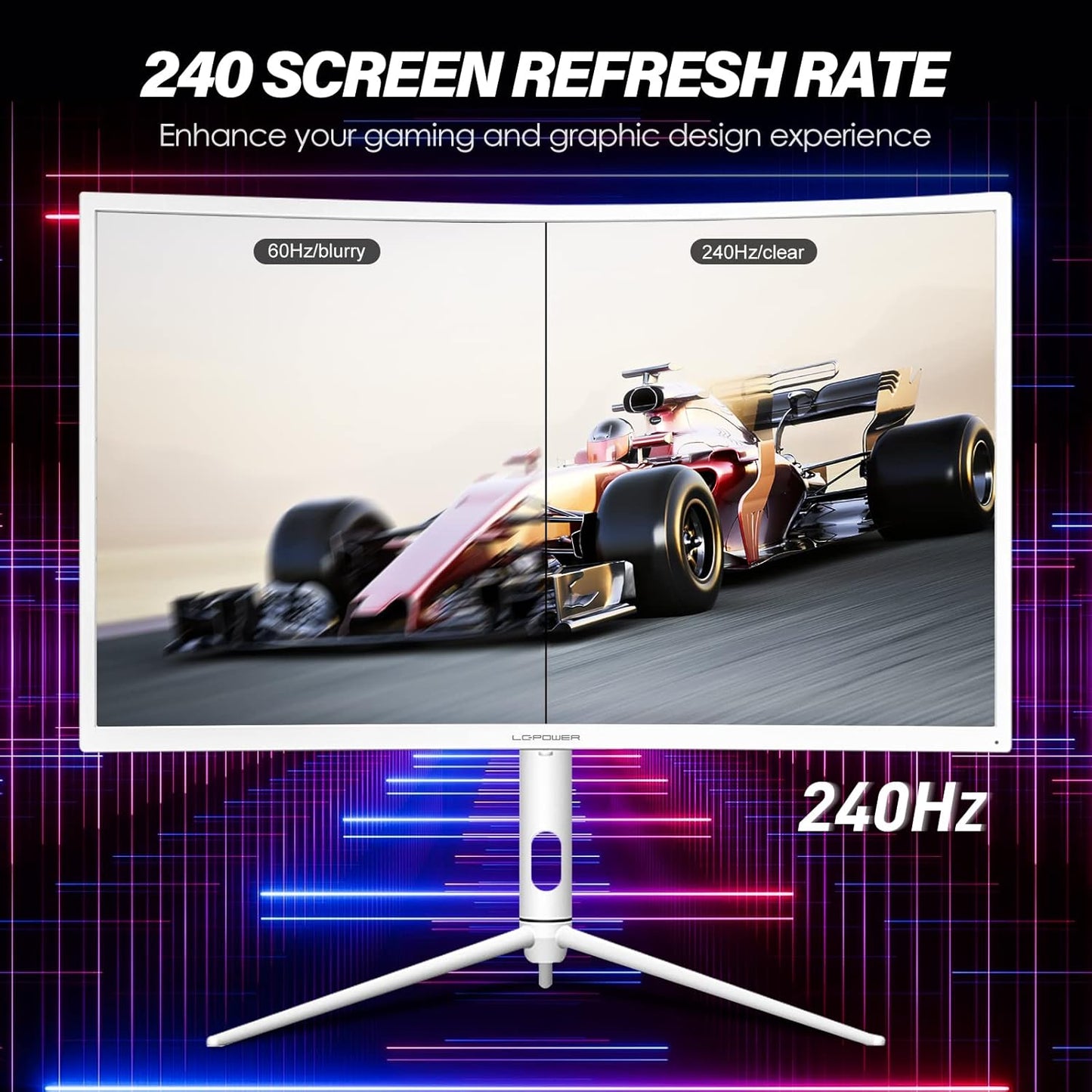 LC-POWER LC-M27-QHD-240-C-K 27 Inch Monitor Gaming 240Hz
