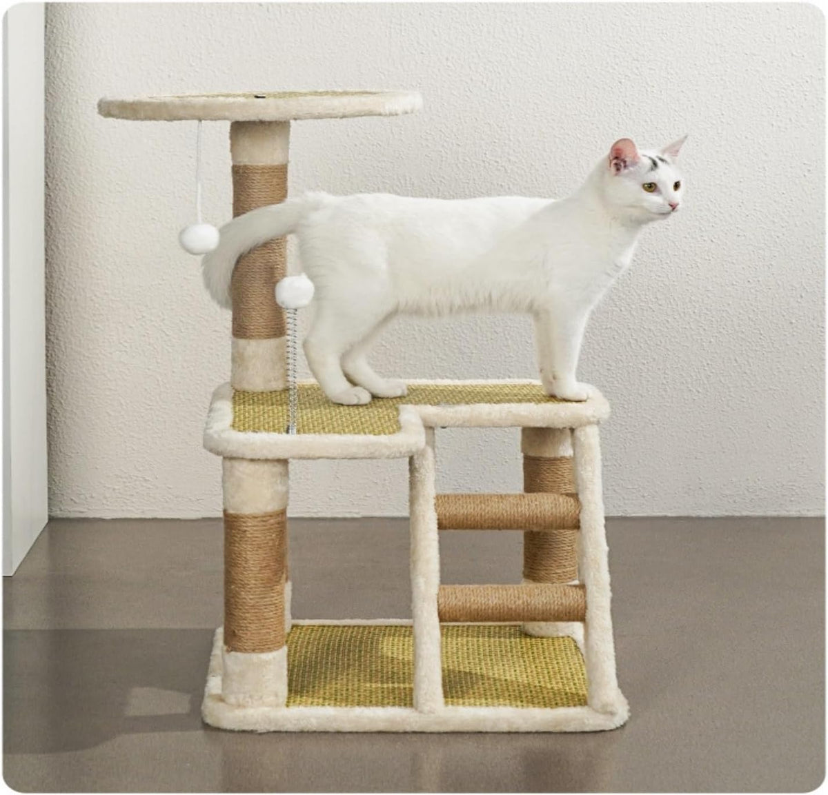 Kattenboom – Kleine Kattenboom – Krabpaal – Kattentoren – Kattenspeelmeubel – Compact en Stevig Ontwerp – Pluche Bekleding met Sisaltouw