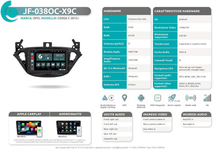 Autoradio Opel Corsa E – Android Autoradio – GPS Navigatie – Touchscreen Radio – DAB+ Digital Radio – 8-inch Display – 8-core Processor – CarPlay & Android Auto