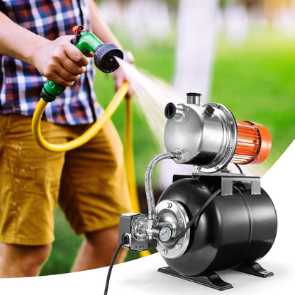 VEVOR 1176 W diepe bronpomp, 5600 l/u, automatische drukverhogingspomp voor irrigatie met 19 l drukreservoir, drukschakelaar, roestvrijstalen pompkop voor gazon