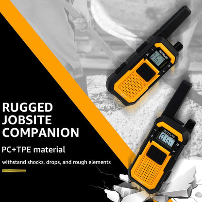 Retevis RB648 Heavy Duty Two Way Radio, Waterdicht Schokbestendig, Robuuste Walkie Talkies, Dual PTT, VOX, PMR446 Handheld Portofoon Oplaadbaar voor Aannemer (4 Stuks, Geel)