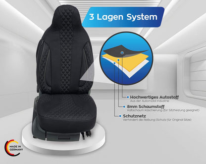 BREMER SITZBEZÜGE Autostoelhoezen voor piloten, compatibel met VW Golf 5, bestuurder en passagier vanaf 2003-2009, autostoelhoezen, set van 2, zwart