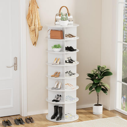 Schoenenrek – Schoenenkast – Schoenenopberger – Schoenenrek Draaibaar – Schoenen Carousel – 7 Laags – 360° Draaibaar – Ruimtebesparend PVC