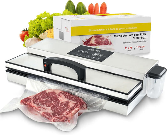 Vesta Precision Vac'n Seal Pro II Vacuümsealer - Slim afdichtingsontwerp, bediening op volle snelheid, moeiteloze zware werklast, gepatenteerde snijdooszakken, ontworpen en onderhouden in de VS
