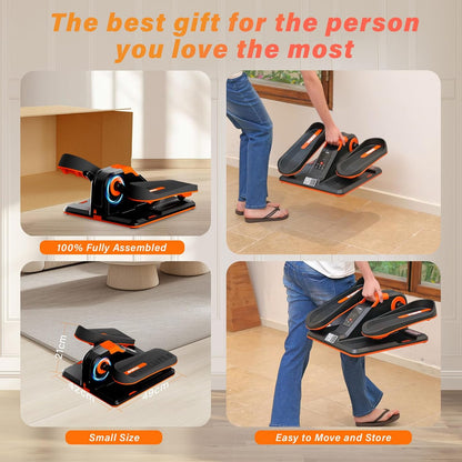 Elliptische Trainer – Crosstrainer – Mini Hometrainer – Fietstrainer – Pedaltrainer – Oranje Variant – 7 Weerstanden – 12 Snelheden Met App & Afstandsbediening - QUORE
