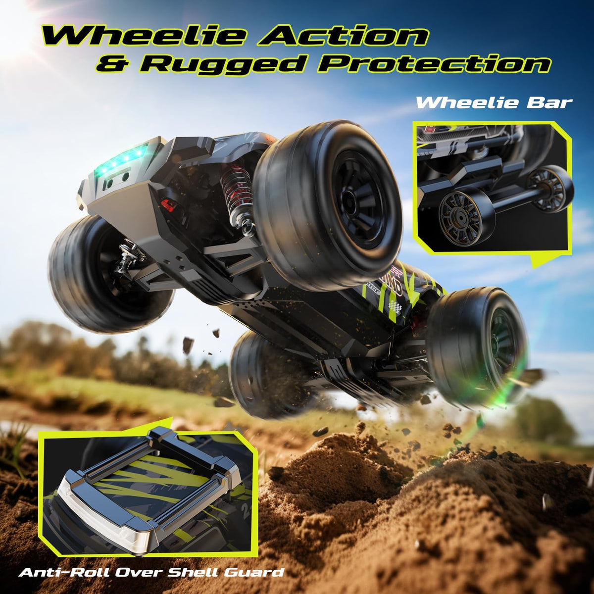 <font dir="auto" style="vertical-align: inherit;"><font dir="auto" style="vertical-align: inherit;">        DEERC 1:14 Brushless RC Car for Adults, 43MPH 4WD Off-Road RC Truck with 7-Color LED Lights, Metal Oil Shock Absorbers, 2x7.4V High-Capacity Batter