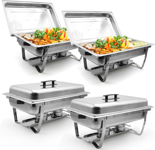 Set van 4 voedselverwarmers – Chafing Dish of warmhoudplaat van roestvrij staal – roestvrij staal SS201