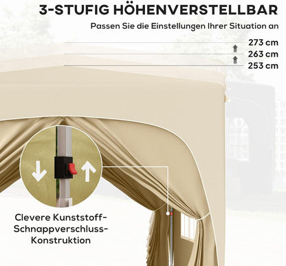 Paviljoen – Tuinpaviljoen – Partytent – Gazebo – Overkapping – 3x3 meter – UPF 50+ UV-Bescherming – Waterafstotend en Opvouwbaar