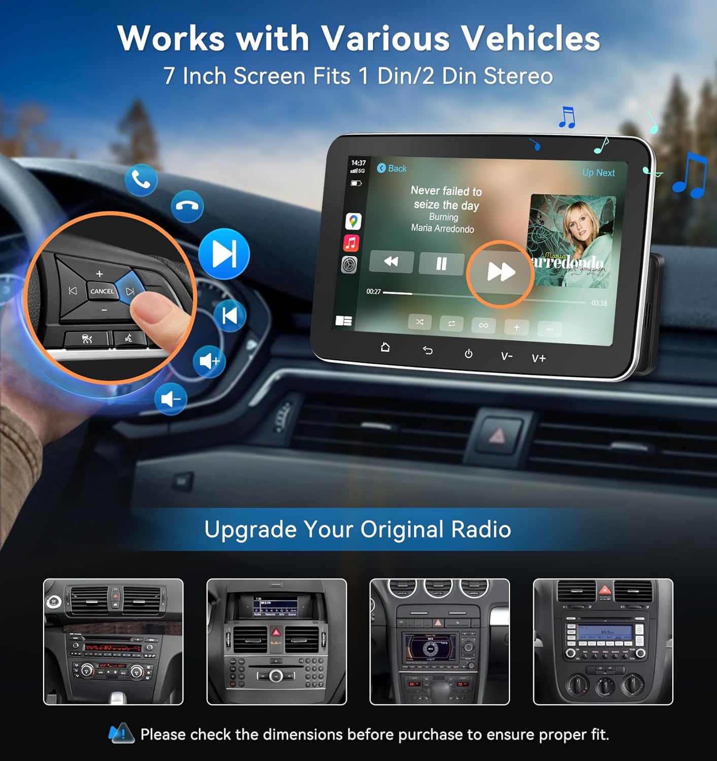 Autoradio – Autoradio Met Bluetooth – Auto Radio – 1-DIN Radio – Multimedia Radio – 7 Inch Touchscreen – Android 13 Systeem