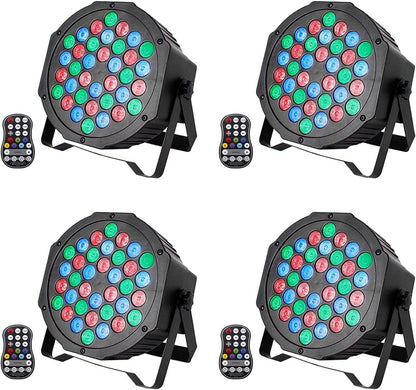 UKing 4PCS Oplaadbare LED PAR -batterij, RGB 36 LED -podium Licht DMX7CH, Party Light 7 Modi Lichte effecten met afstandsbediening voor DJ Disco Wedding Christmas Stage Lighting