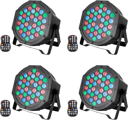 UKing 4PCS Oplaadbare LED PAR -batterij, RGB 36 LED -podium Licht DMX7CH, Party Light 7 Modi Lichte effecten met afstandsbediening voor DJ Disco Wedding Christmas Stage Lighting