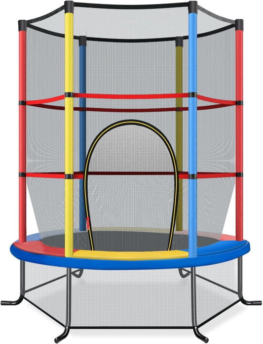 FANTASK Indoor-/outdoortrampoline met veiligheidsnet, Ø 165 cm, tuintrampoline tot 135 kg belastbaar, trampoline voor kinderen vanaf 3 jaar