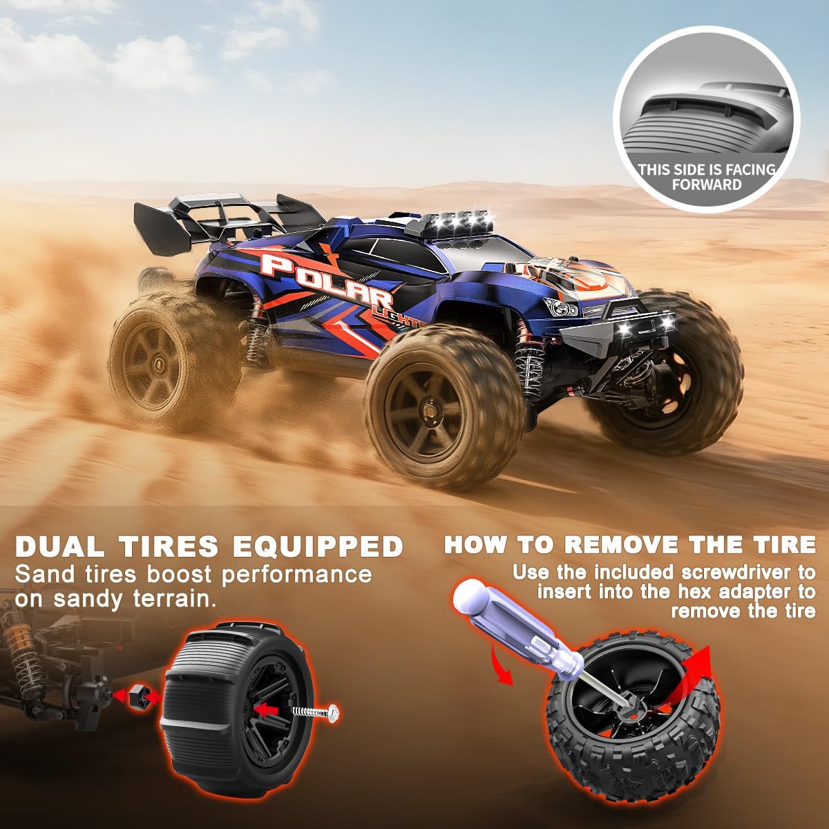 Op Afstand Bestuurbare Auto 1:14 – RC Auto – Monstertruck – 4WD Auto – Offroad Auto – Snelle 4WD RC Auto 40 km/u – Waterdicht met 2 Oplaadbare 1300mAh Batterijen