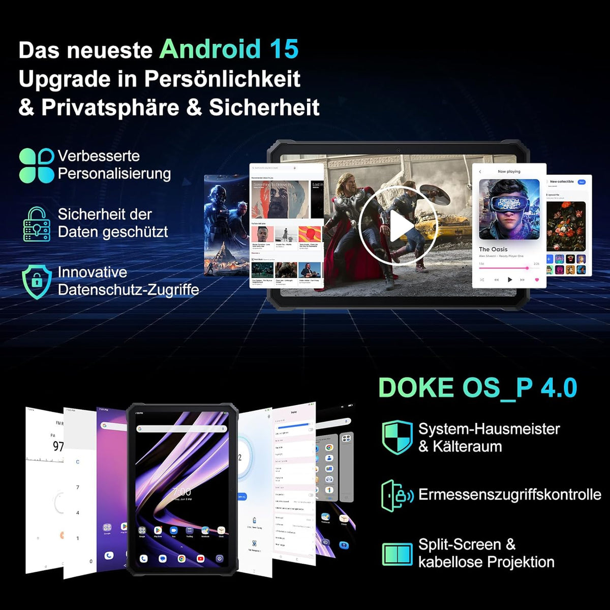 Blackview Active 8 Pro Outdoor tablet, 24GB RAM + 256 GB ROM, 2,4 K FHD+ 10,36 inch, 33 W 22000 mAh batterij tablet Android 15, 48 MP camera, Dual SIM 4G/5G WiFi/NFC/GPS/OTG/IP69K