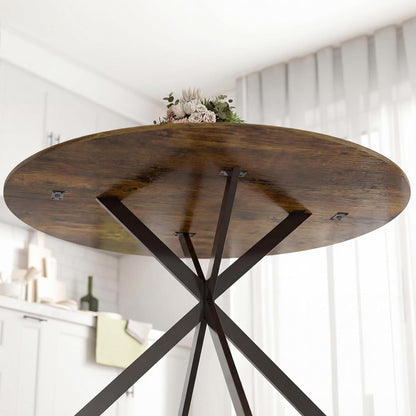 Ronde Eettafel – Eetkamertafel – Keukentafel – Bureau – Tafel 120 cm Ø – Industrieel Design – Verstelbare Voetjes