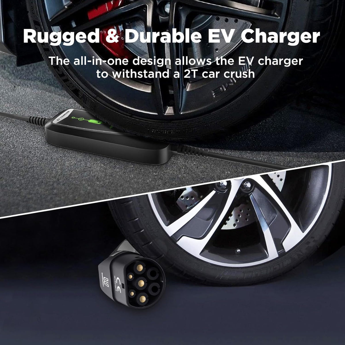 Type 2 EV oplaadkabel Schuko 2-Pin, 3,68KW eenfasig [10-16A] EV oplader met 10 m oplaadkabel, IP66 waterdicht mobiel laadstation met draagtas voor PHEV EV EV