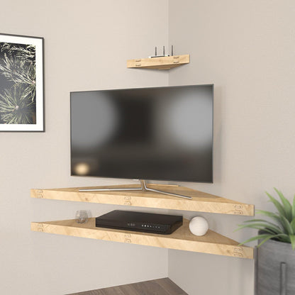 Stijlvol eiken tv-standaard, 120 cm breed, 5 cm hoog, 49 cm diep, 100% melamine gecoat, 8 mm dik, perfect voor moderne woonkamers
