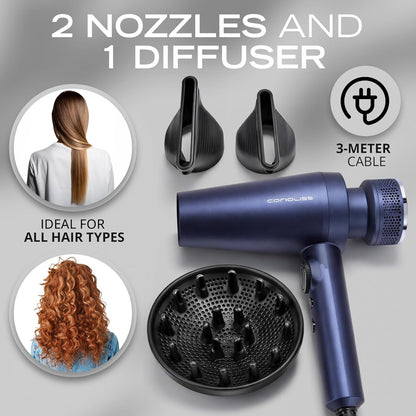 Corioliss Mistral Professionele Föhn 2000W met BLDC Motor, Ionische Anti-Frizz Haardroger, Lichtgewicht en Stil, Diffuser en 2 Professionele Blaasmonden voor Salonresultaat Thuis