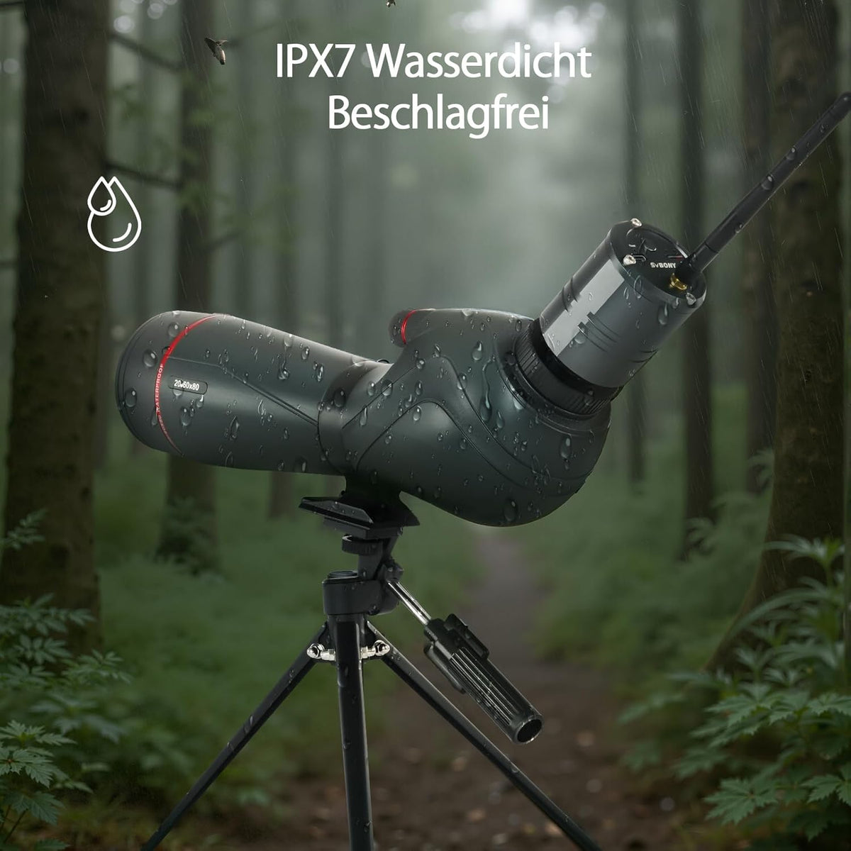 Svbony SV406 20-60x80mm Spotting Scope met SC001 WIFI Camera, HD FMC BAK4, Dubbele Focus, 1,25'' Verwijderbaar Oculair, IPX7 Waterdicht, met Statief, Draagtas, voor Vogels Kijken, Wildlife Fotografie