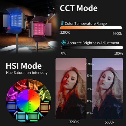 GVM LED videolichtpaneelset, 60W LED video verlichting met standaard, 3200K~5600K APP-bediening LED studiolicht continu licht voor video YouTube streaming licht fotografiestudioset, LED videolichtset