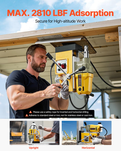 VEVOR Portable Electric Column Drilling Machine, 1400 W Motor, 40 mm Drill Diameter, with 11 Core Drilling Points, Speed of 800 RPM, Metal Drilling Machine
