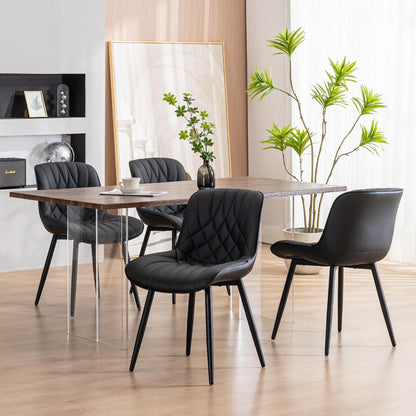 YOUNIKE Dining Room Chairs Set of 2 Faux Leather Comfortable Upholstered Chair with Metal Legs Dining Room Chairs Living Room Chair with Backrest - QUORE