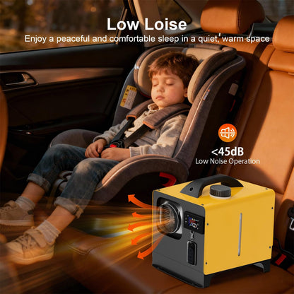 5-8KW Diesel Air Heater, 12V/24V Portable Diesel Heater, All in One Truck Heater with APP & LCD Monitor & Remote Control & Silencer, Fast Heating for Campervan, RV, Truck, Tent and Garage - QUORE