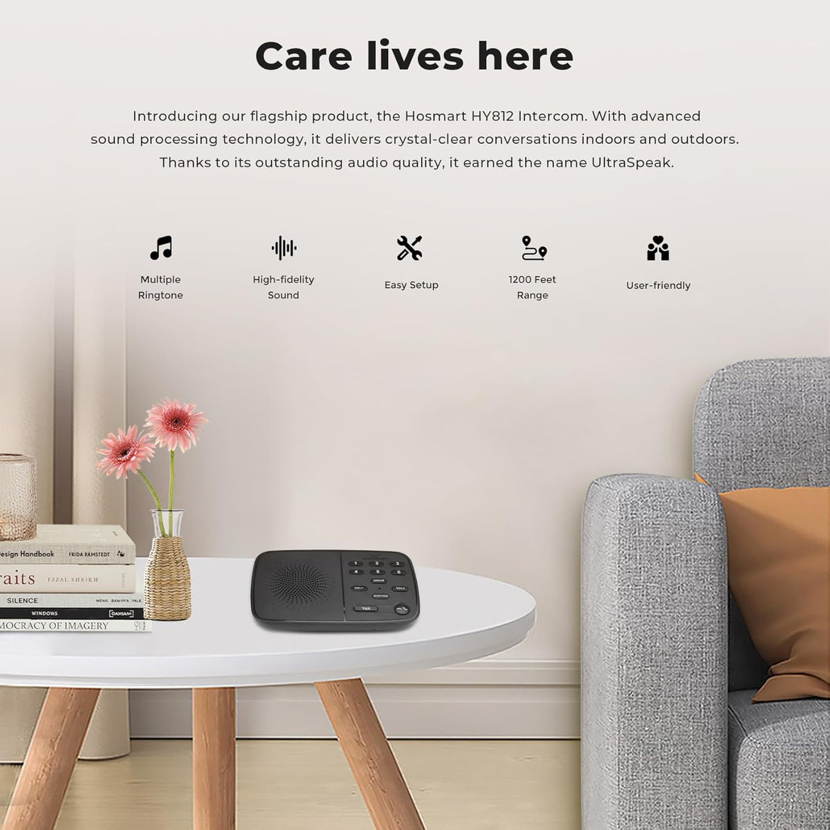 Hosmart UltraSpeak Pro draadloze intercoms voor thuis, 2024 full-duplex draadloos intercomsysteem voor bedrijven, ruimte-naar-kamer-intercom twee-weg real-time intercom met 400 meter bereik (3