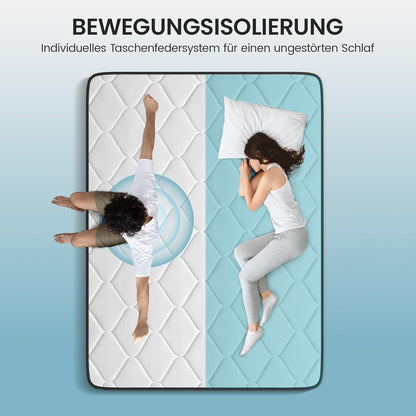 BedStory Matras, 160 x 200 cm, binnenveringmatras, H3, hoogte 20 cm, pocketveringmatras, middelhard, orthopedisch, Öko-Tex gecertificeerd, matras voor kinderen en volwassenen