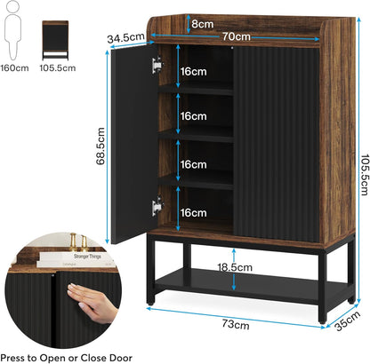 Tribesigns Shoe Cabinet 73 x 35 x 105 cm, 5 Tier Storage Cabinet with Doors for Entrance, Hallway, Wooden Shelf for 15 to 20 Pairs