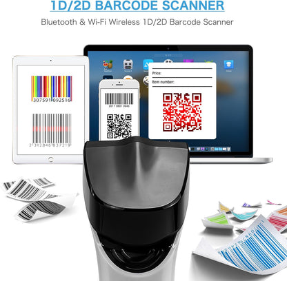 NETUM Wireless Wi-Fi 2D Barcode Scanner Connect with TCP UDP Network Protocols, Hands Free Automatic Sensing Bar Code Reader 1D 2D QR pdf417 Scan Gun Suitable for inventory, POS industry - DS2800
