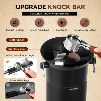 Koffieprut opvangbak – Koffiedik container – Knockbox – Barista afvalbak – Espressoprut bin – 19 Liter inhoud – Robuust rubberen staal