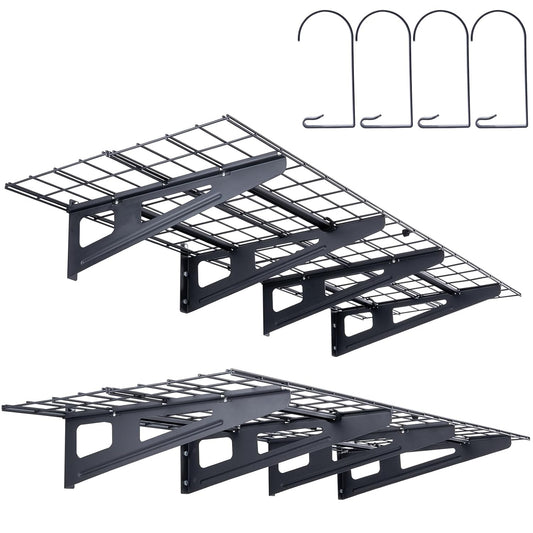 VEVOR Planken voor garage, 2 stuks, 183 x 61 cm, wandmontage, draagvermogen ca. 227 kg, zwevende planken voor garage, werkplaats, zwart